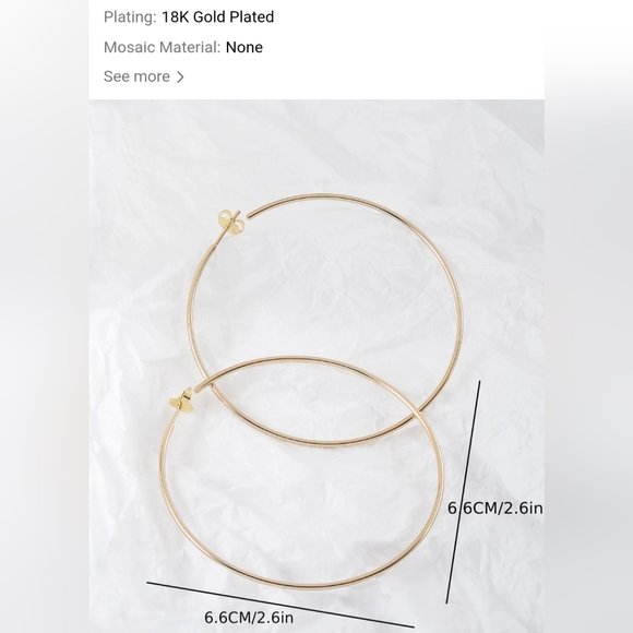 Women's Y2K Style Large Hoop Earrings,18K Gold, Light Weight - Picture 7 of 7